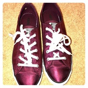 Burgundy Satin Converse Sneakers